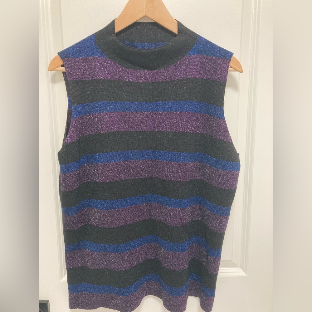 Nine West XL Shimmer Mock Sleeveless Top